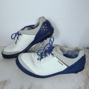 Ecco Men's Cage Soft Spike Golf Shoes, White Blue Sz 13-13.5 Extra Wide